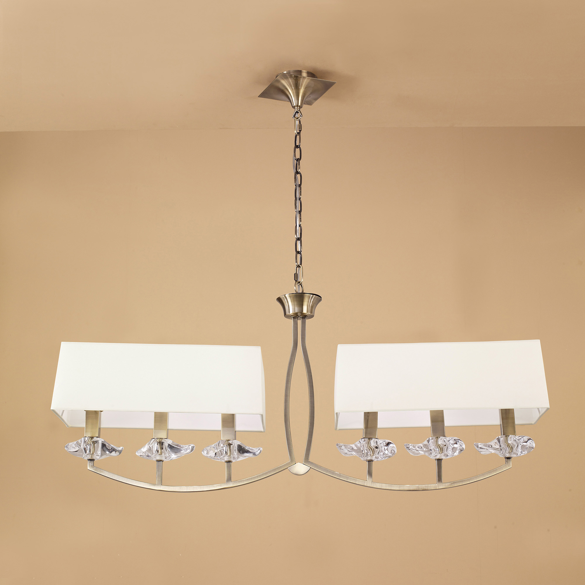 Akira Antique Brass-Cream Ceiling Lights Mantra Linear Fittings